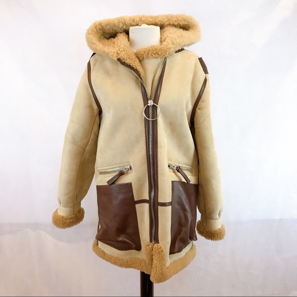 ACNE STUDIOS Lorin Hooded Leather Shearling Coat - Picture 3 of 16